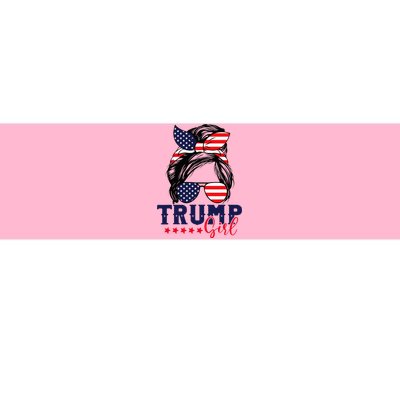 Trump Girl Messy Bun Trump 2024 Election American Flag Bumper Sticker