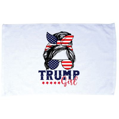 Trump Girl Messy Bun Trump 2024 Election American Flag Microfiber Hand Towel