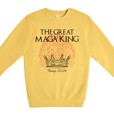 The Great MAGA King Crown USA Parody Trump 2024 Anti Biden Premium Crewneck Sweatshirt