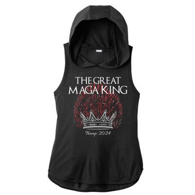 The Great MAGA King Crown USA Parody Trump 2024 Anti Biden Ladies PosiCharge Tri-Blend Wicking Draft Hoodie Tank