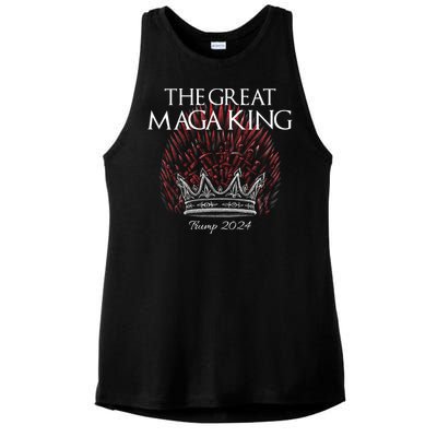 The Great MAGA King Crown USA Parody Trump 2024 Anti Biden Ladies PosiCharge Tri-Blend Wicking Tank