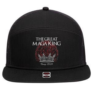 The Great MAGA King Crown USA Parody Trump 2024 Anti Biden 7 Panel Mesh Trucker Snapback Hat