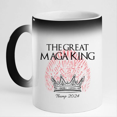 The Great MAGA King Crown USA Parody Trump 2024 Anti Biden 11oz Black Color Changing Mug