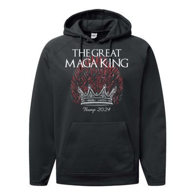 The Great MAGA King Crown USA Parody Trump 2024 Anti Biden Performance Fleece Hoodie