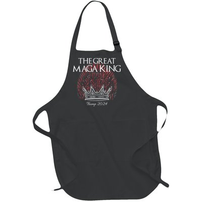 The Great MAGA King Crown USA Parody Trump 2024 Anti Biden Full-Length Apron With Pockets