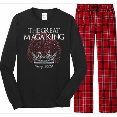 The Great MAGA King Crown USA Parody Trump 2024 Anti Biden Long Sleeve Pajama Set