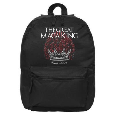 The Great MAGA King Crown USA Parody Trump 2024 Anti Biden 16 in Basic Backpack