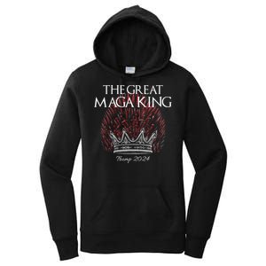 The Great MAGA King Crown USA Parody Trump 2024 Anti Biden Women's Pullover Hoodie