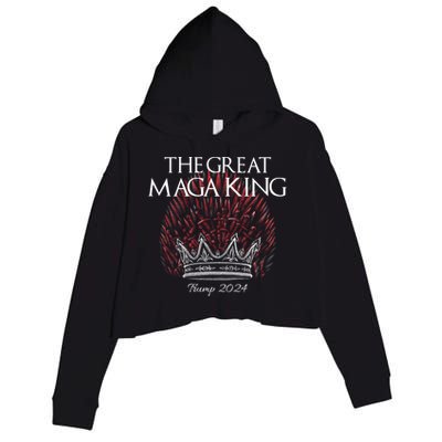 The Great MAGA King Crown USA Parody Trump 2024 Anti Biden Crop Fleece Hoodie