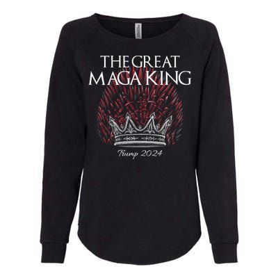 The Great MAGA King Crown USA Parody Trump 2024 Anti Biden Womens California Wash Sweatshirt