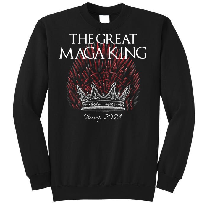 The Great MAGA King Crown USA Parody Trump 2024 Anti Biden Tall Sweatshirt