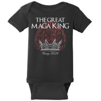 The Great MAGA King Crown USA Parody Trump 2024 Anti Biden Baby Bodysuit