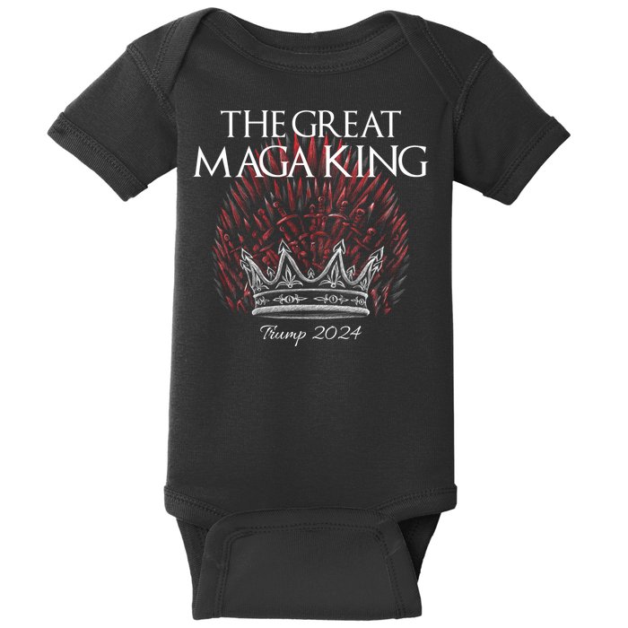 The Great MAGA King Crown USA Parody Trump 2024 Anti Biden Baby Bodysuit