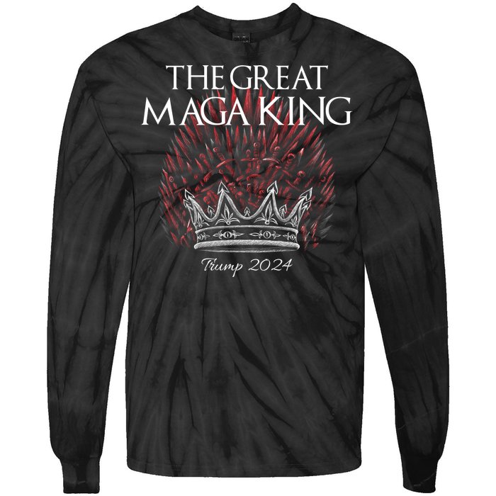 The Great MAGA King Crown USA Parody Trump 2024 Anti Biden Tie-Dye Long Sleeve Shirt