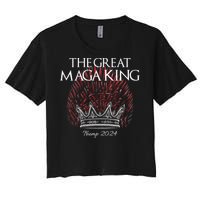 The Great MAGA King Crown USA Parody Trump 2024 Anti Biden Women's Crop Top Tee