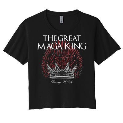 The Great MAGA King Crown USA Parody Trump 2024 Anti Biden Women's Crop Top Tee