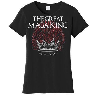 The Great MAGA King Crown USA Parody Trump 2024 Anti Biden Women's T-Shirt