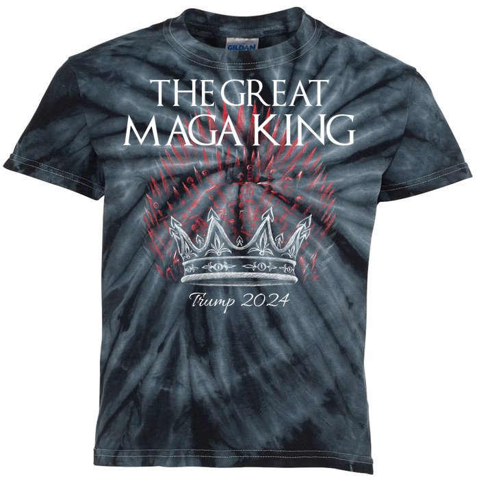 The Great MAGA King Crown USA Parody Trump 2024 Anti Biden Kids Tie-Dye T-Shirt