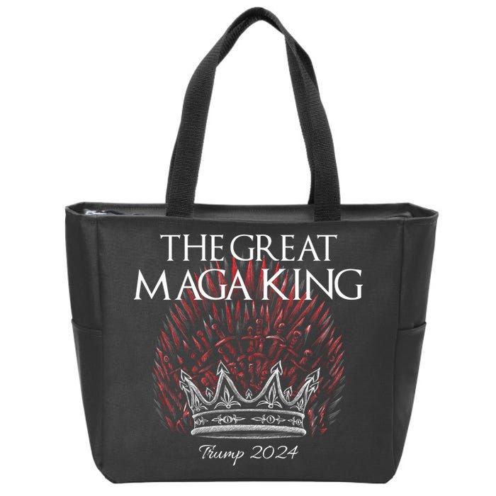 The Great MAGA King Crown USA Parody Trump 2024 Anti Biden Zip Tote Bag