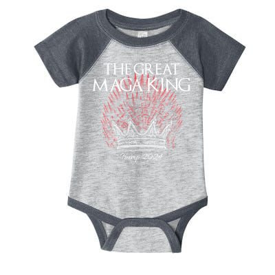 The Great MAGA King Crown USA Parody Trump 2024 Anti Biden Infant Baby Jersey Bodysuit