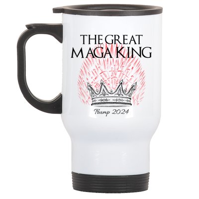 The Great MAGA King Crown USA Parody Trump 2024 Anti Biden Stainless Steel Travel Mug