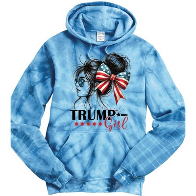 Trump Girl Messy Bun Sunglasses Usa Flag Tie Dye Hoodie