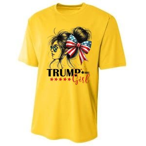 Trump Girl Messy Bun Sunglasses Usa Flag Performance Sprint T-Shirt