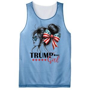 Trump Girl Messy Bun Sunglasses Usa Flag Mesh Reversible Basketball Jersey Tank