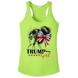 Trump Girl Messy Bun Sunglasses Usa Flag Ladies PosiCharge Competitor Racerback Tank