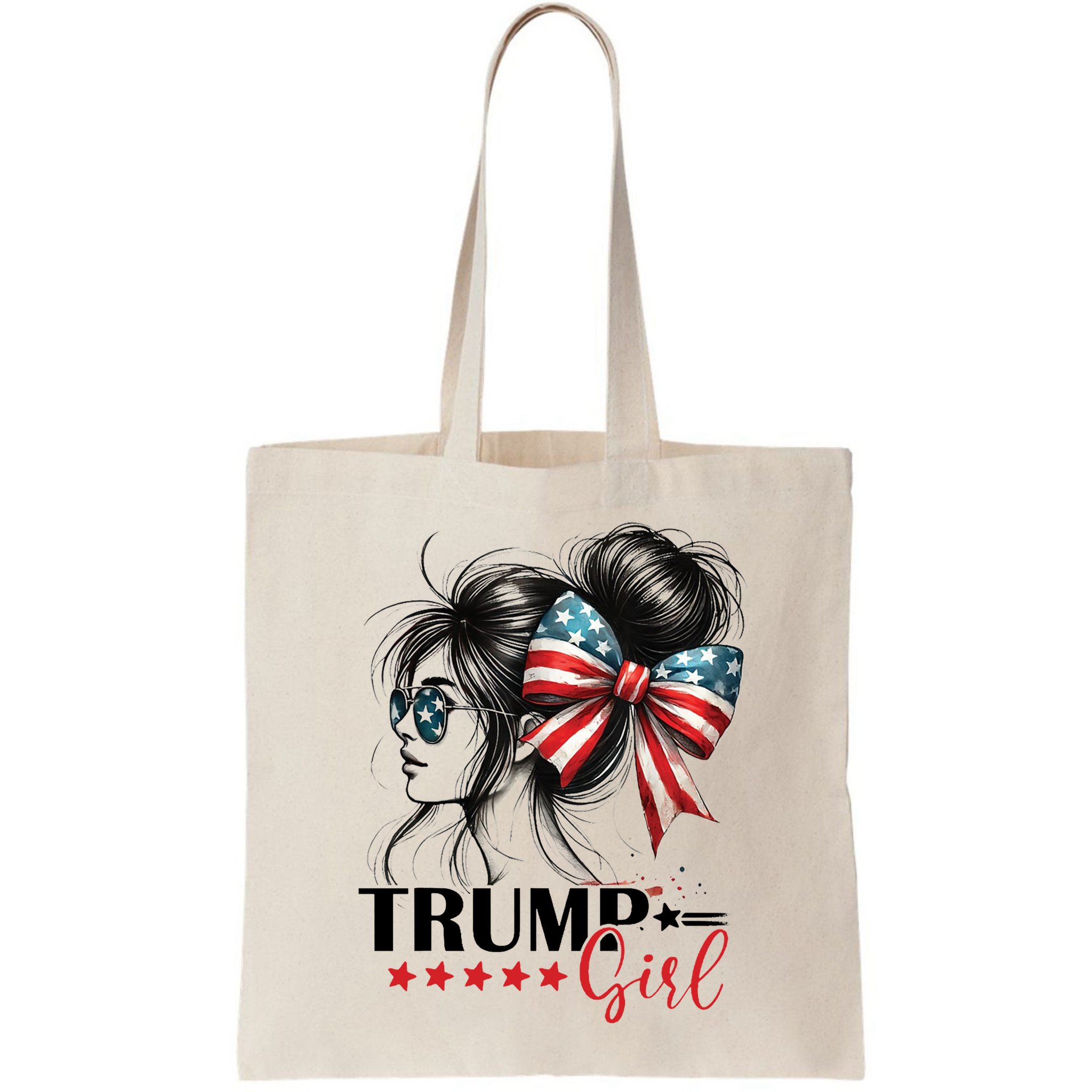 Trump Girl Messy Bun Sunglasses Usa Flag Bag
