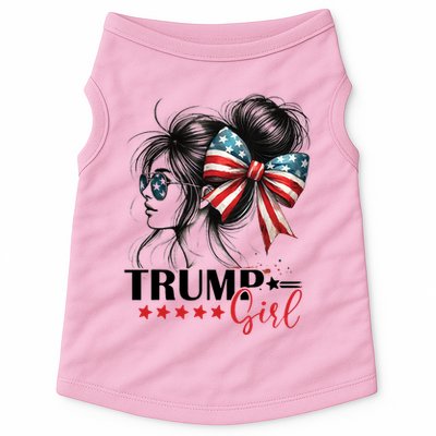 Trump Girl Messy Bun Sunglasses Usa Flag Doggie Tank
