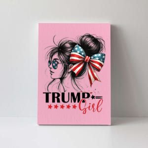 Trump Girl Messy Bun Sunglasses Usa Flag Canvas