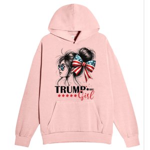 Trump Girl Messy Bun Sunglasses Usa Flag Urban Pullover Hoodie