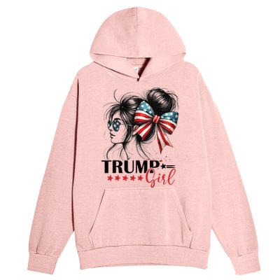 Trump Girl Messy Bun Sunglasses Usa Flag Urban Pullover Hoodie