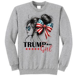 Trump Girl Messy Bun Sunglasses Usa Flag Sweatshirt