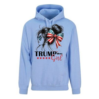 Trump Girl Messy Bun Sunglasses Usa Flag Unisex Surf Hoodie