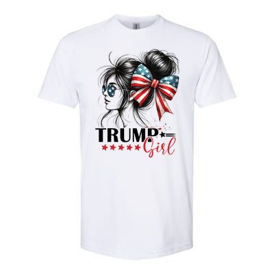 Trump Girl Messy Bun Sunglasses Usa Flag Softstyle® CVC T-Shirt