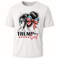 Trump Girl Messy Bun Sunglasses Usa Flag Performance Shirt