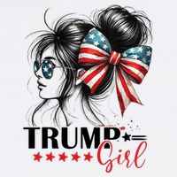 Trump Girl Messy Bun Sunglasses Usa Flag Performance Shirt