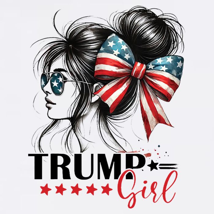 Trump Girl Messy Bun Sunglasses Usa Flag Performance Shirt