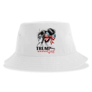 Trump Girl Messy Bun Sunglasses Usa Flag Sustainable Bucket Hat