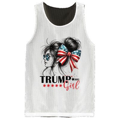 Trump Girl Messy Bun Sunglasses Usa Flag Mesh Reversible Basketball Jersey Tank