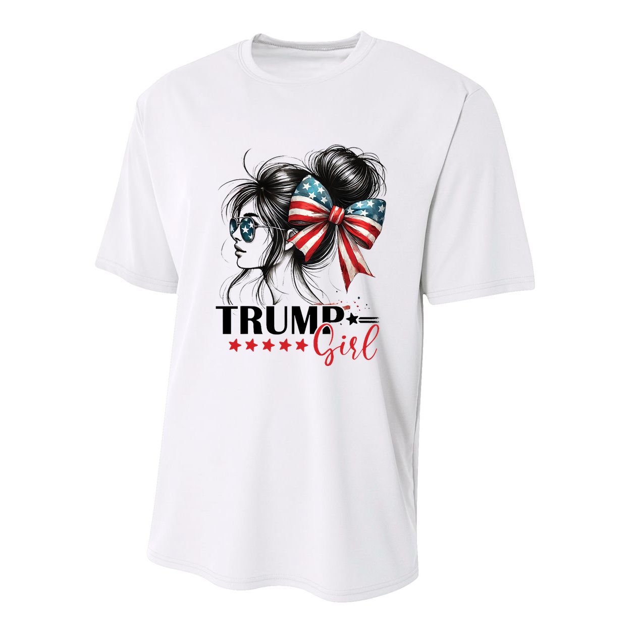 Trump Girl Messy Bun Sunglasses Usa Flag Youth Performance Sprint T-Shirt
