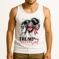 Trump Girl Messy Bun Sunglasses Usa Flag Tank Top