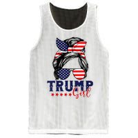 Trump Girl Messy Bun Trump 2024 Election American Flag Mesh Reversible Basketball Jersey Tank