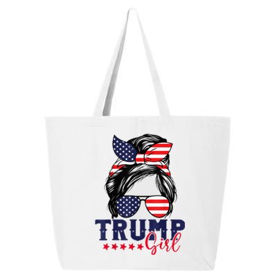 Trump Girl Messy Bun Trump 2024 Election American Flag 25L Jumbo Tote