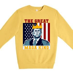 The Great MAGA King Ultra MAGA Trump Anti Biden USA Premium Crewneck Sweatshirt