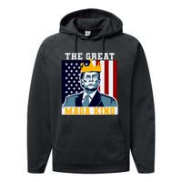 The Great MAGA King Ultra MAGA Trump Anti Biden USA Performance Fleece Hoodie