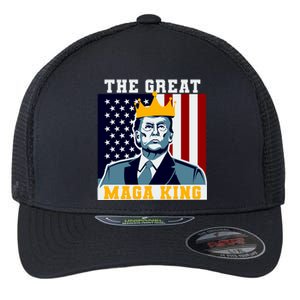 The Great MAGA King Ultra MAGA Trump Anti Biden USA Flexfit Unipanel Trucker Cap