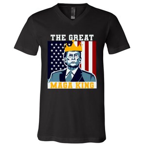 The Great MAGA King Ultra MAGA Trump Anti Biden USA V-Neck T-Shirt